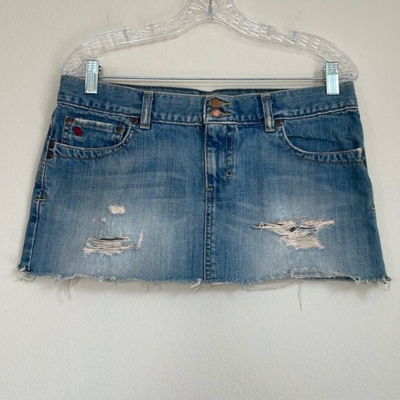 Abercrombie & Fitch Vintage Y2K 2000’s Low Rise Mini Denim Jean Skirt Size 8 - Picture 1 of 5